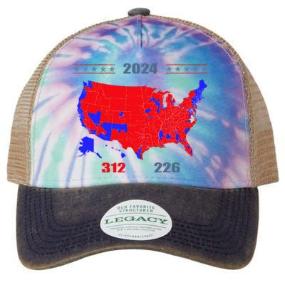 2024 Electoral Map Trump 312 Red 2024 Election Results Map Legacy Tie Dye Trucker Hat