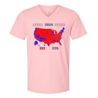 2024 Electoral Map Trump 312 Red 2024 Election Results Map V-Neck T-Shirt