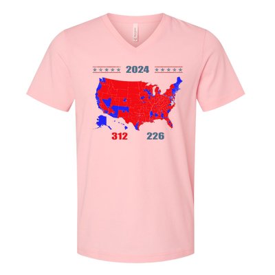 2024 Electoral Map Trump 312 Red 2024 Election Results Map V-Neck T-Shirt