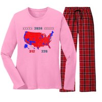 2024 Electoral Map Trump 312 Red 2024 Election Results Map Women's Long Sleeve Flannel Pajama Set 