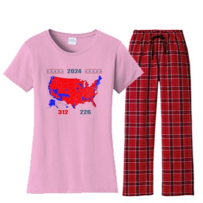 2024 Electoral Map Trump 312 Red 2024 Election Results Map Women's Flannel Pajama Set