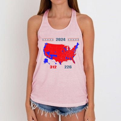 2024 Electoral Map Trump 312 Red 2024 Election Results Map Women's Knotted Racerback Tank