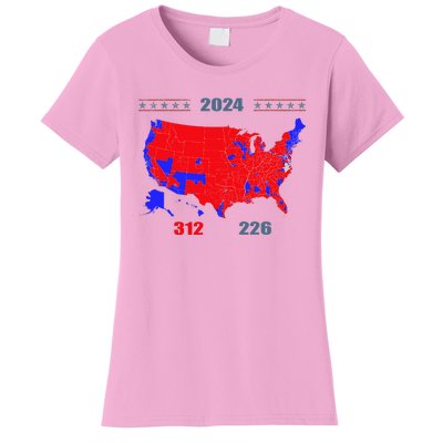 2024 Electoral Map Trump 312 Red 2024 Election Results Map Women's T-Shirt