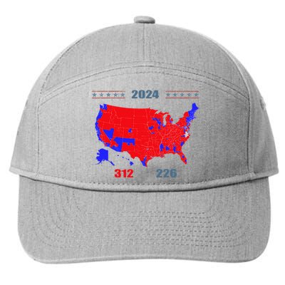 2024 Electoral Map Trump 312 Red 2024 Election Results Map 7-Panel Snapback Hat