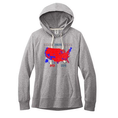 2024 Electoral Map Trump 312 Red 2024 Election Results Map Women's Fleece Hoodie