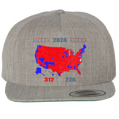 2024 Electoral Map Trump 312 Red 2024 Election Results Map Wool Snapback Cap