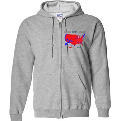 2024 Electoral Map Trump 312 Red 2024 Election Results Map Full Zip Hoodie