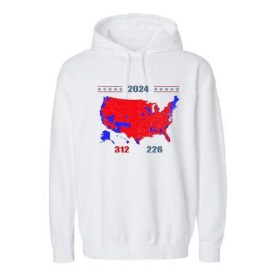 2024 Electoral Map Trump 312 Red 2024 Election Results Map Garment-Dyed Fleece Hoodie