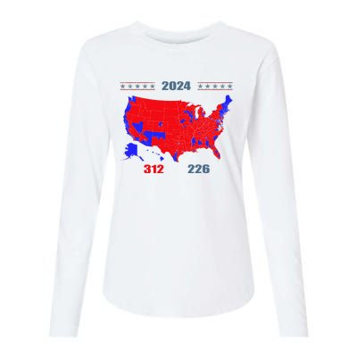 2024 Electoral Map Trump 312 Red 2024 Election Results Map Womens Cotton Relaxed Long Sleeve T-Shirt