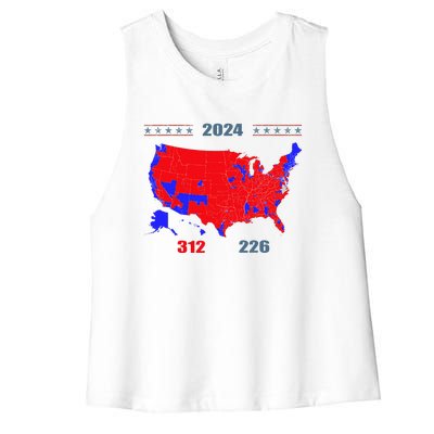 2024 Electoral Map Trump 312 Red 2024 Election Results Map Women's Racerback Cropped Tank