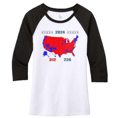 2024 Electoral Map Trump 312 Red 2024 Election Results Map Women's Tri-Blend 3/4-Sleeve Raglan Shirt