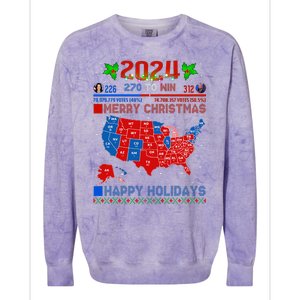 2024 Electoral Map Merry Christmas Trump Landslide Holiday Colorblast Crewneck Sweatshirt