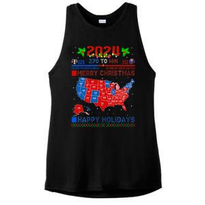 2024 Electoral Map Merry Christmas Trump Landslide Holiday Ladies PosiCharge Tri-Blend Wicking Tank