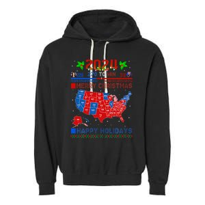 2024 Electoral Map Merry Christmas Trump Landslide Holiday Garment-Dyed Fleece Hoodie