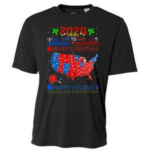 2024 Electoral Map Merry Christmas Trump Landslide Holiday Cooling Performance Crew T-Shirt