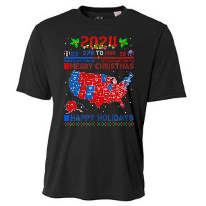 2024 Electoral Map Merry Christmas Trump Landslide Holiday Cooling Performance Crew T-Shirt