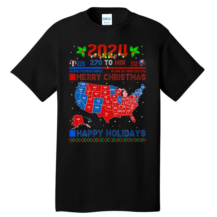 2024 Electoral Map Merry Christmas Trump Landslide Holiday Tall T-Shirt