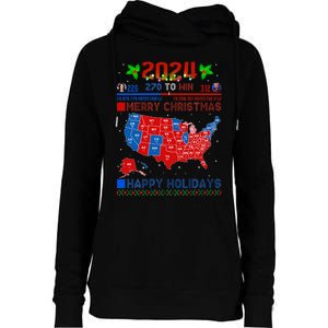 2024 Electoral Map Merry Christmas Trump Landslide Holiday Womens Funnel Neck Pullover Hood