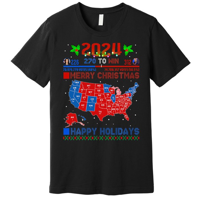 2024 Electoral Map Merry Christmas Trump Landslide Holiday Premium T-Shirt