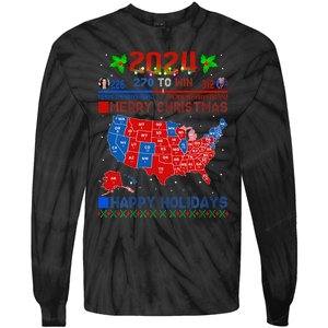 2024 Electoral Map Merry Christmas Trump Landslide Holiday Tie-Dye Long Sleeve Shirt