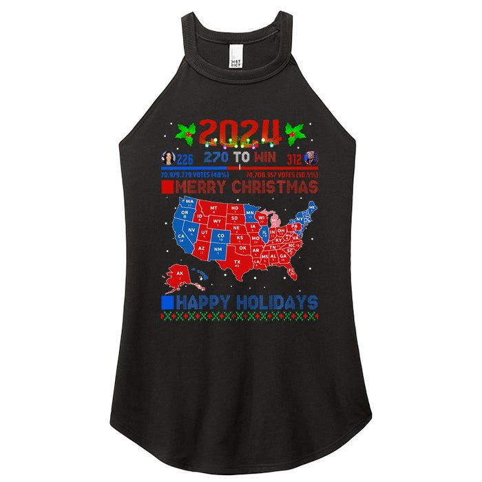 2024 Electoral Map Merry Christmas Trump Landslide Holiday Women's Perfect Tri Rocker Tank