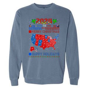 2024 Electoral Map Merry Christmas Trump Landslide Holiday Garment-Dyed Sweatshirt