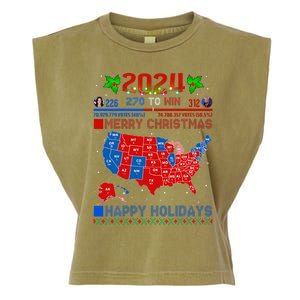 2024 Electoral Map Merry Christmas Trump Landslide Holiday Garment-Dyed Women's Muscle Tee