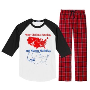 2024 Electoral Map Merry Christmas Trump Landslide Holiday Raglan Sleeve Pajama Set