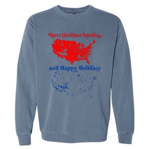 2024 Electoral Map Merry Christmas Trump Landslide Holiday Garment-Dyed Sweatshirt