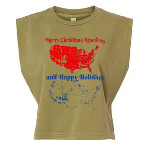 2024 Electoral Map Merry Christmas Trump Landslide Holiday Garment-Dyed Women's Muscle Tee