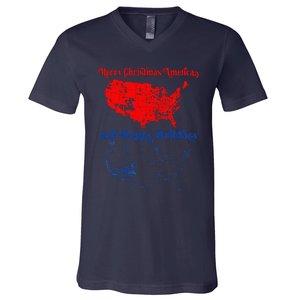 2024 Electoral Map Merry Christmas Trump Landslide Holiday V-Neck T-Shirt