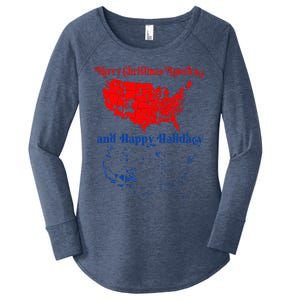 2024 Electoral Map Merry Christmas Trump Landslide Holiday Women's Perfect Tri Tunic Long Sleeve Shirt