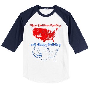 2024 Electoral Map Merry Christmas Trump Landslide Holiday Baseball Sleeve Shirt