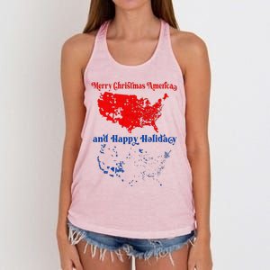 2024 Electoral Map Merry Christmas Trump Landslide Holiday Women's Knotted Racerback Tank