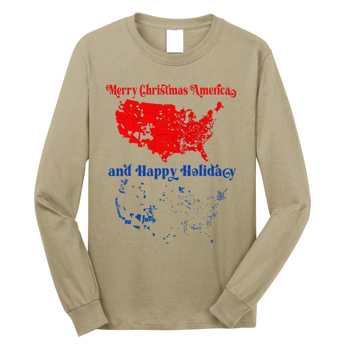 2024 Electoral Map Merry Christmas Trump Landslide Holiday Long Sleeve Shirt