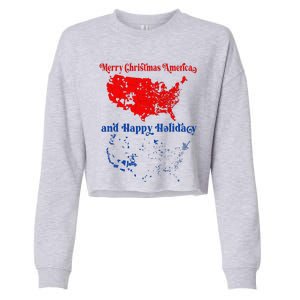 2024 Electoral Map Merry Christmas Trump Landslide Holiday Cropped Pullover Crew