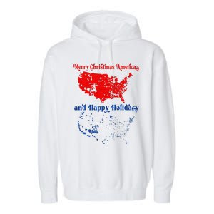 2024 Electoral Map Merry Christmas Trump Landslide Holiday Garment-Dyed Fleece Hoodie