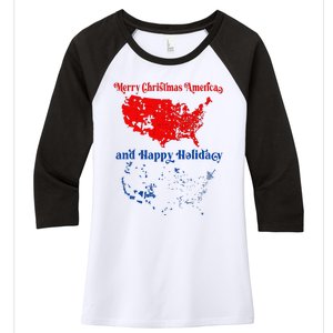 2024 Electoral Map Merry Christmas Trump Landslide Holiday Women's Tri-Blend 3/4-Sleeve Raglan Shirt