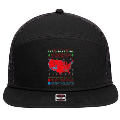 2024 Electoral Map Trump Landslide Ugly Christmas Sweater 7 Panel Mesh Trucker Snapback Hat