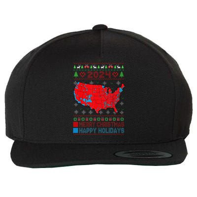 2024 Electoral Map Trump Landslide Ugly Christmas Sweater Wool Snapback Cap