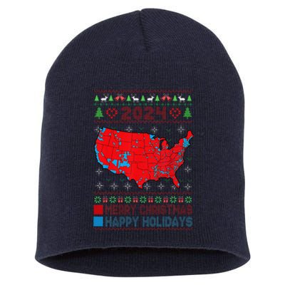 2024 Electoral Map Trump Landslide Ugly Christmas Sweater Short Acrylic Beanie