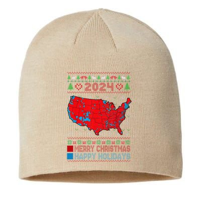 2024 Electoral Map Trump Landslide Ugly Christmas Sweater Sustainable Beanie