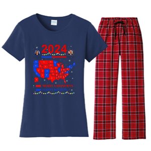 2024 Electoral Map Merry Christmas Trump Landslide Holiday Women's Flannel Pajama Set