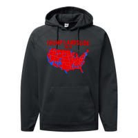 2024 Electoral Map Trump Landslide Red Election Map Performance Fleece Hoodie