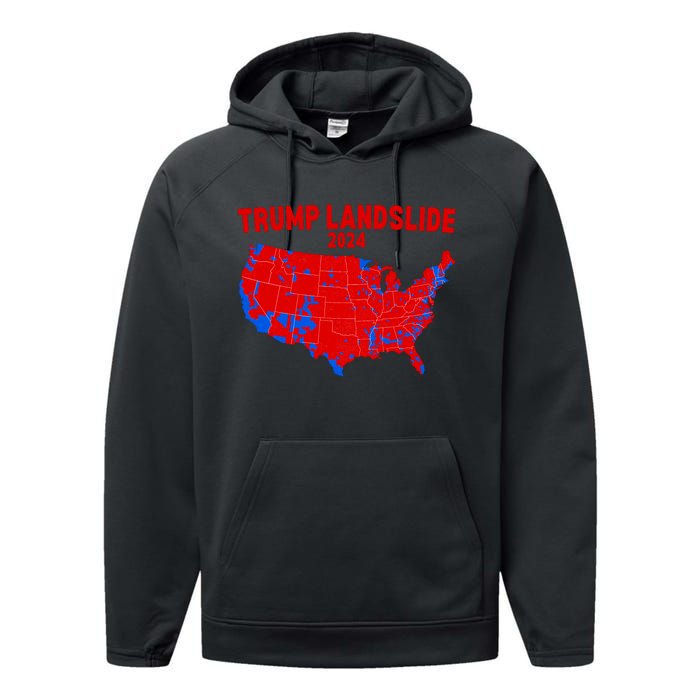 2024 Electoral Map Trump Landslide Red Election Map Performance Fleece Hoodie