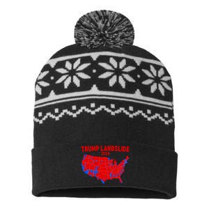 2024 Electoral Map Trump Landslide Red Election Map USA-Made Snowflake Beanie