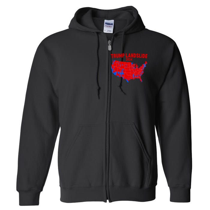 2024 Electoral Map Trump Landslide Red Election Map Full Zip Hoodie