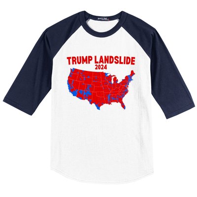 2024 Electoral Map Trump Landslide Red Election Map Baseball Sleeve Shirt