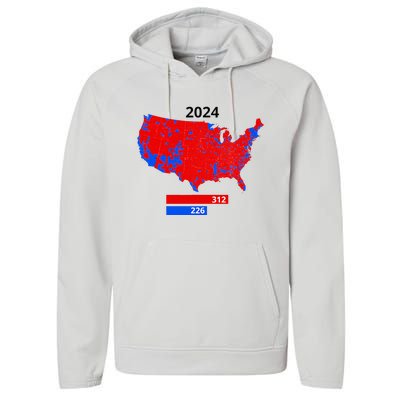 2024 Electoral Map Trump 312 Red 2024 Election Results Map Performance Fleece Hoodie