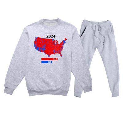 2024 Electoral Map Trump 312 Red 2024 Election Results Map Premium Crewneck Sweatsuit Set